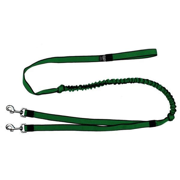 Ruckdämpferleine 2 Hunde SK Grün Schwarz